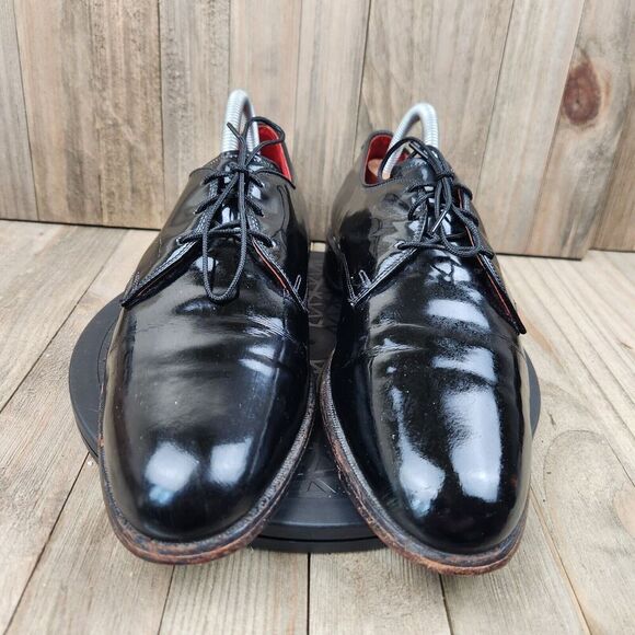 Mens Allen Edmonds Spencer size 9 Black Patent Leather Oxford Dress Shoes - Picture 2 of 8